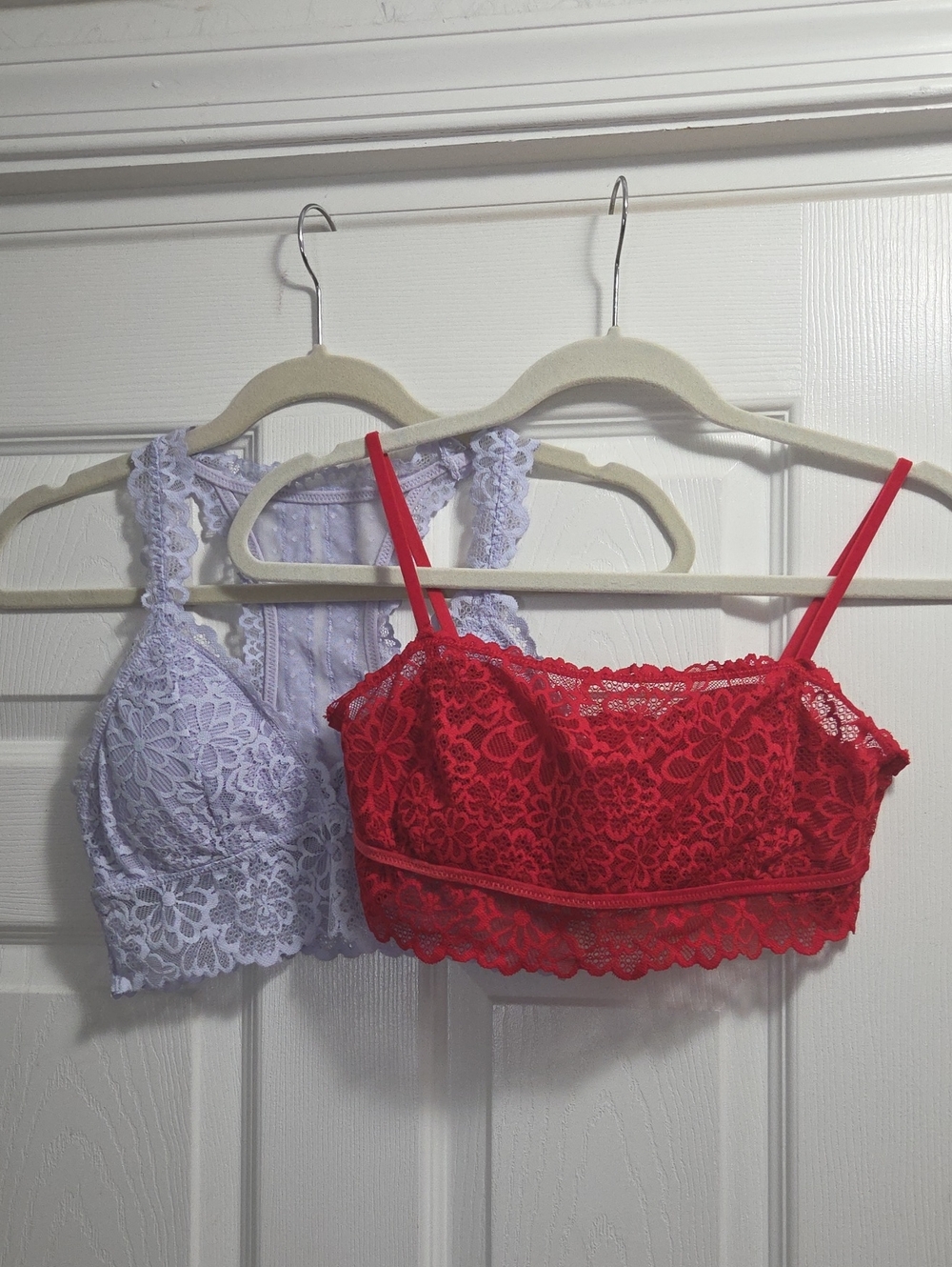 aerie Lace Bralette Duo - Red & Lavender